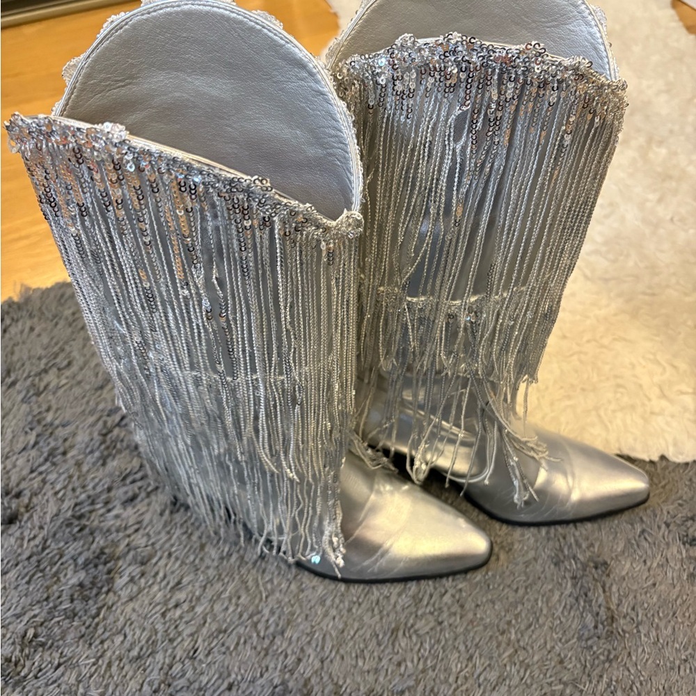 Silver Fringe Women's Boots
